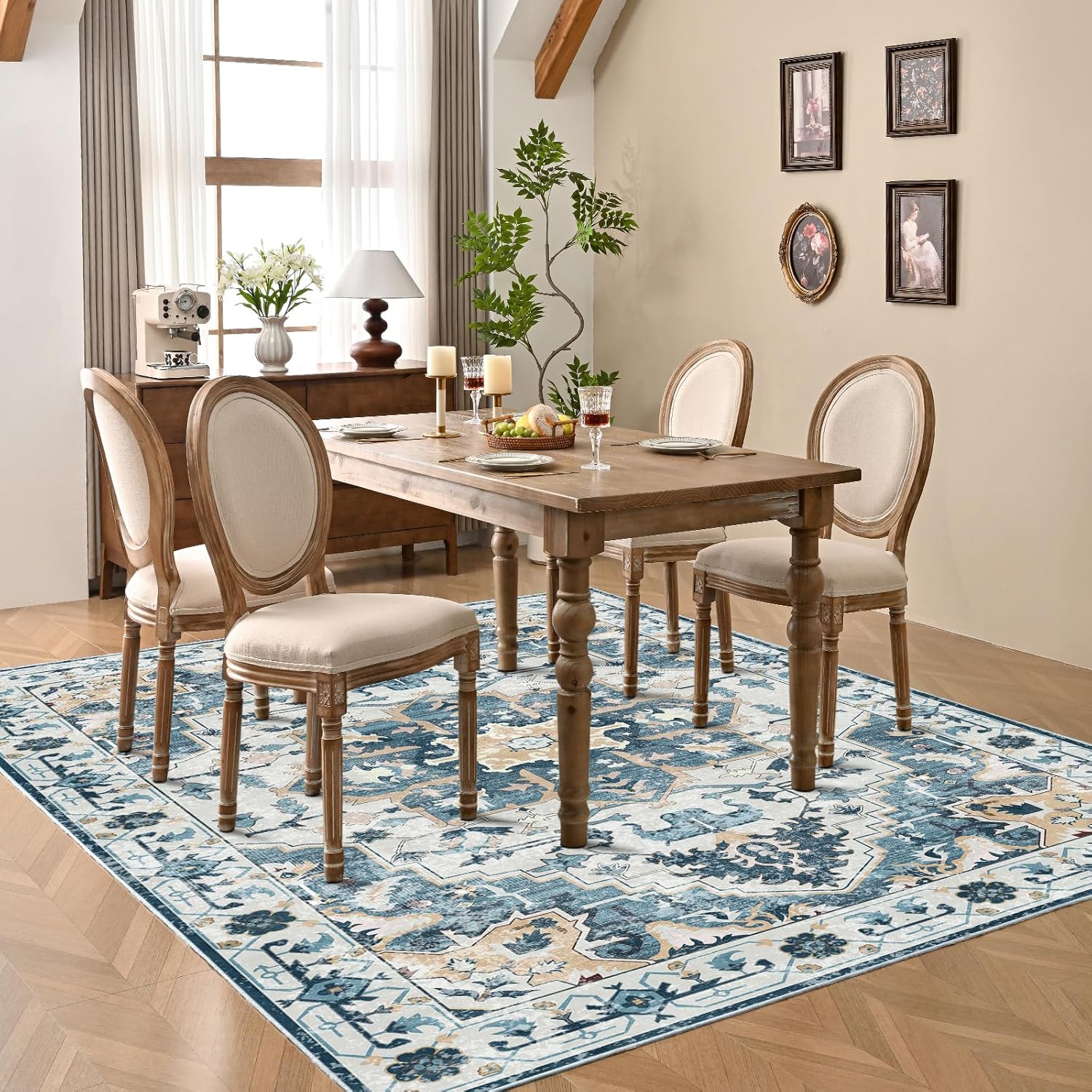 Vintage Boho Non Slip 8x10 Area Rug for Living Room G8353