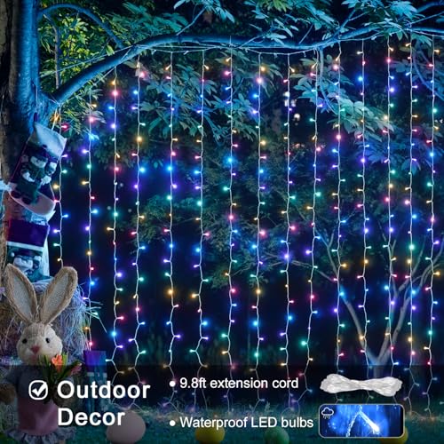 JMEXSUSS 300 LED Remote Control Christmas Curtain Lights, Warm White V64841