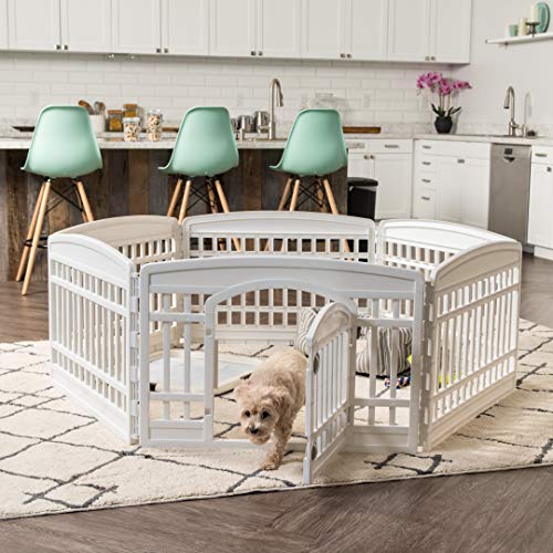 IRIS USA 34" 8-Panel Dog Playpen with Door, Black N326