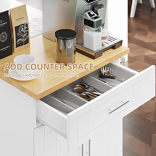 Shintenchi Kitchen Island Cart with Storage on Wheels, White V99091