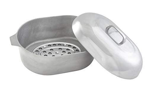 IMUSA USA Heavy Duty Cajun Aluminum Stock Pot 14 Quart and Oval Roaster 18" H44091