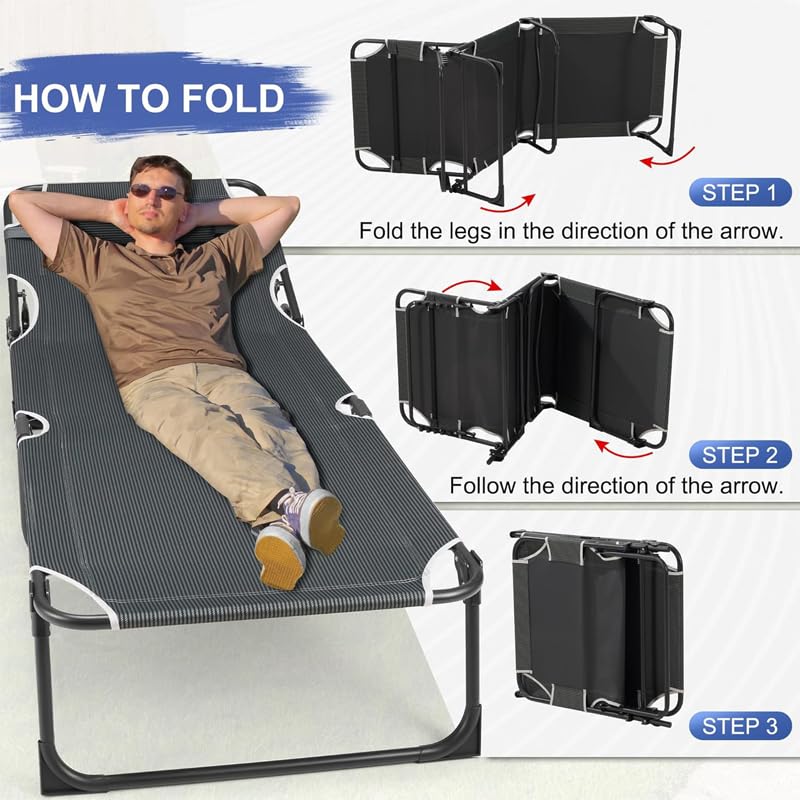 Folding Chaise Lounge Chair with Mattress, 6-Angle Adjustable, Gray M664250