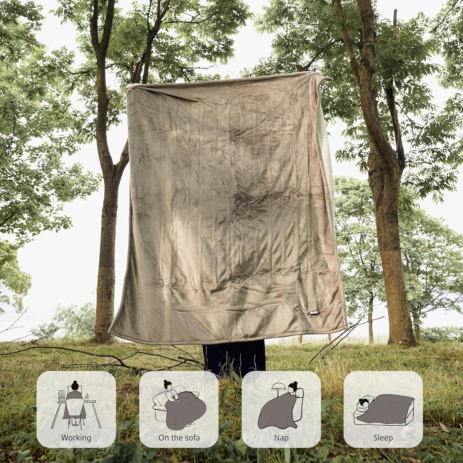 Heated Throw Blanket 50" x 60" with 4 Heating Levels, Machine Washable, Dark Gray M6817