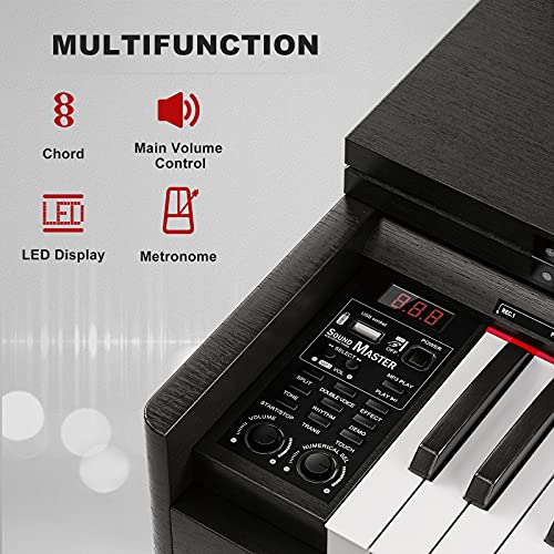 UMOMO 88 Weighted Key Digital Piano with Bench, Hammer Action, Black W36770