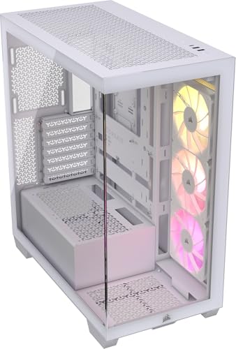 CORSAIR 3500X ARGB Mid-Tower ATX PC Case – Panoramic Tempered Glass – Reverse Connection Motherboard Compatible – 3X CORSAIR RS120 ARGB Fans Included – Black