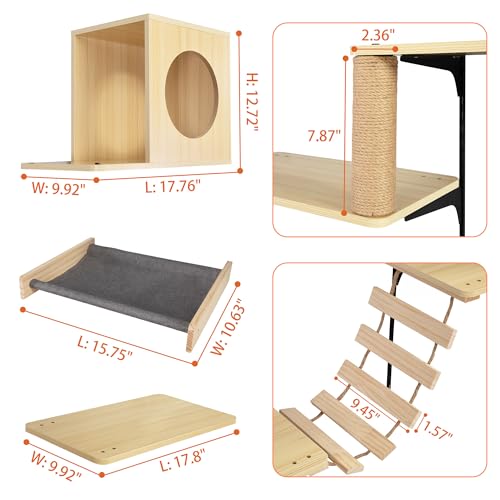 COZIWOW Wall-Mounted Cat Climber 25-Piece Set with Shelves, House & Scratching Board W367631