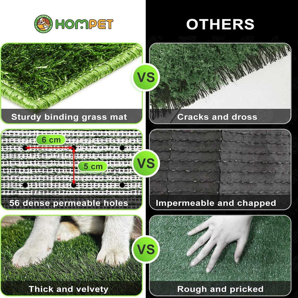 Hompet Dog Potty with Tray Large 30"x20" Artificial Grass Patch X736186