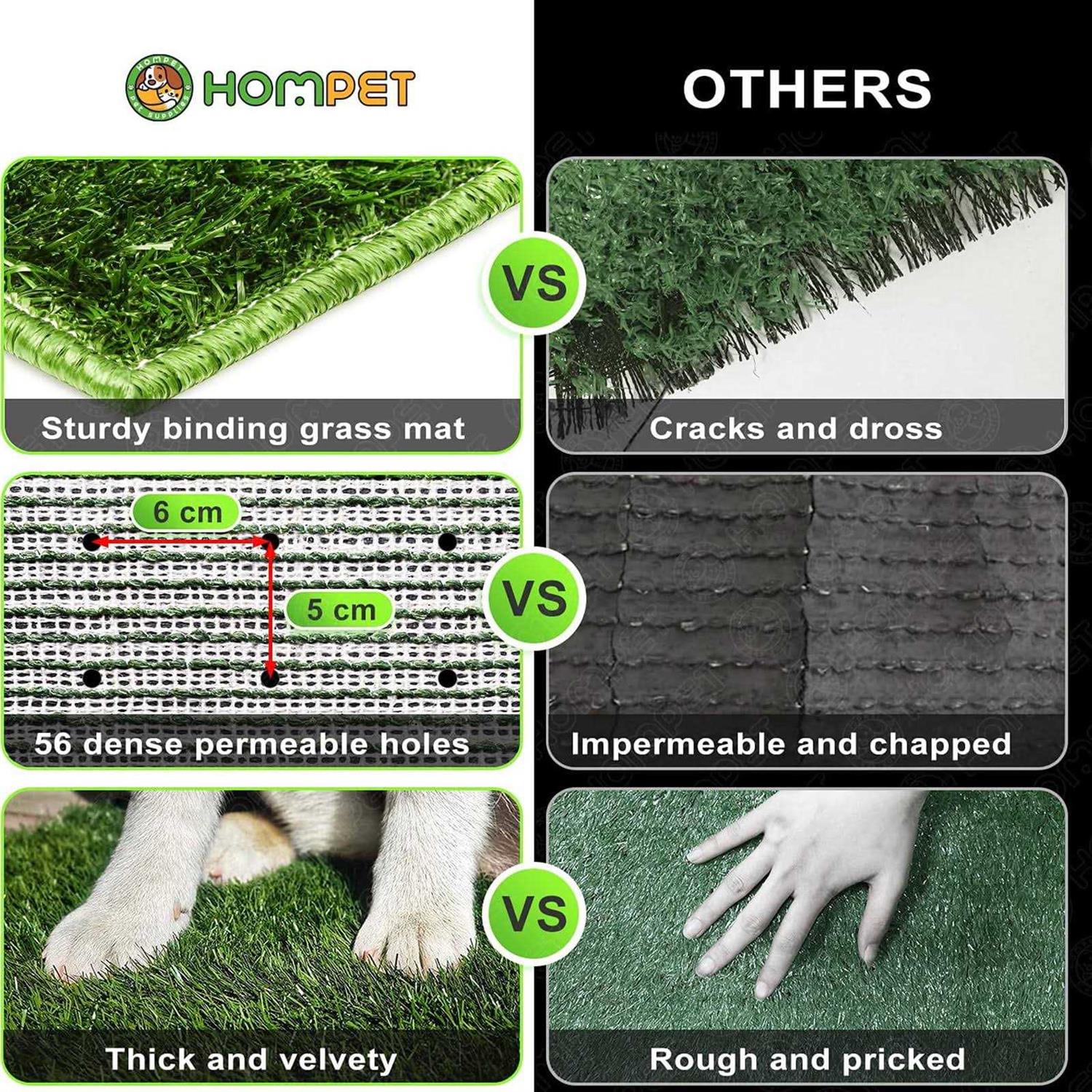 Hompet Dog Potty with Tray Large 30"x20" Artificial Grass Patch X736186