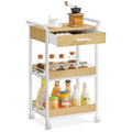 VASAGLE 4-Tier Rolling Utility Cart with Table Top, Lockable Casters, Rustic Brown and Ink Black L57262