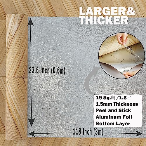 Oxdigi Peel and Stick Vinyl Flooring Roll 23"x393" Waterproof Wood Plank U1250
