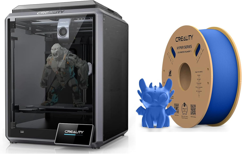Creality K1 3D Printer 600mm/s Printing Speed 32mm³/s Max Flow Hotend 300°C High-Temperature Nozzle Direct Extruder Auto Leveling Self-Test with One Tap Solve Ringing with G-Sensor with Hyper Blue