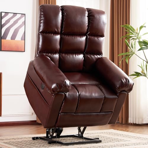 Oversized Power Lift Recliner Chair with Massage and Heat for Elderly, Beige R7985