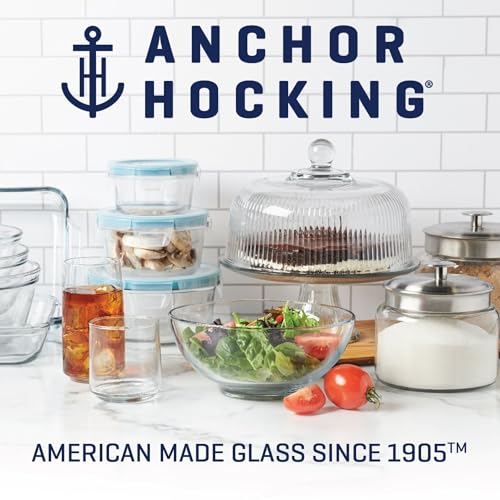 Anchor Hocking 2 Quart Glass Mixing Bowl with Red Lid D1203