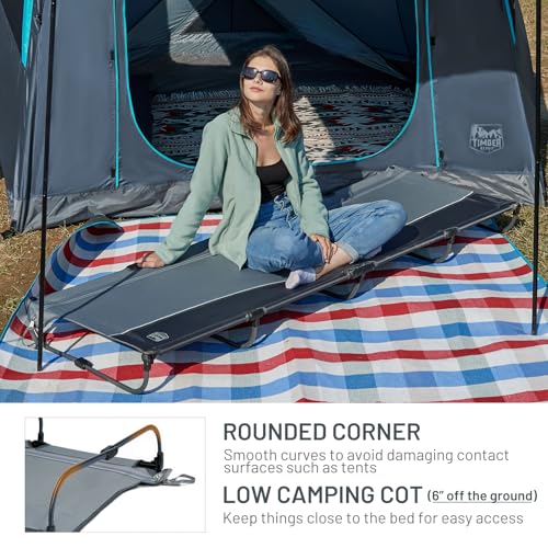 TIMBER RIDGE Lightweight Aluminum Camping Cot with Carry Bag, Blue Z494