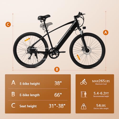 Electric Bike for Adults, 26" Mountain Bike with Removable Battery C883
