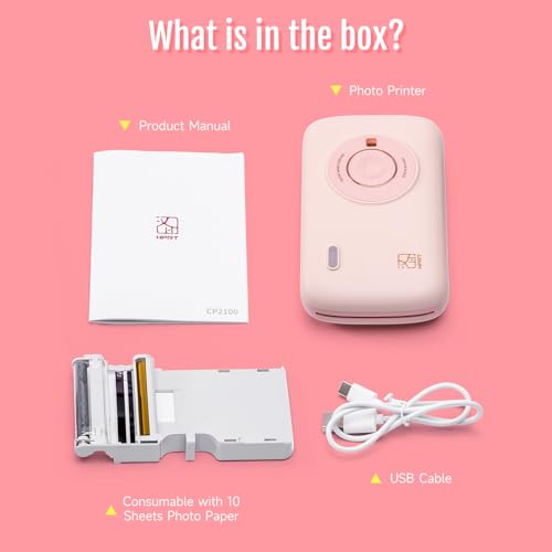 HPRT CP2100 Portable Mini Photo Printer for iPhone Smartphone Bluetooth (Pink) O272430