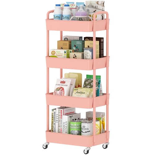 Sywhitta 3-Tier Plastic Rolling Utility Cart with Handle, Black F220270
