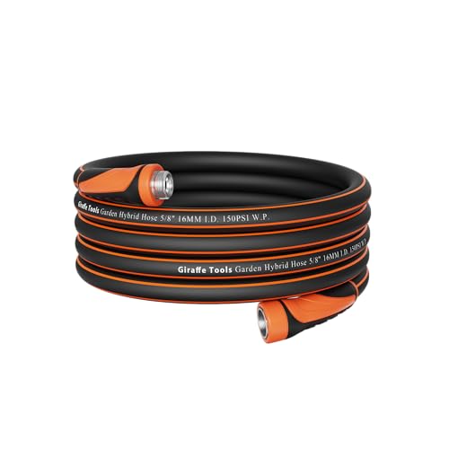 Giraffe Tools Garden Hose 100ft x 5/8", Heavy Duty Flexible Hybrid Hose Q38065
