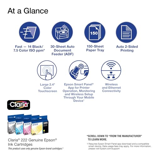 Epson Workforce WF-2930 Wireless All-in-One Printer with Scan, Copy, Fax, ADF, Black N808541