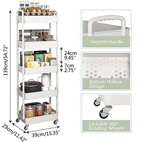 Sywhitta 3-Tier Plastic Rolling Utility Cart with Handle, Black F220270