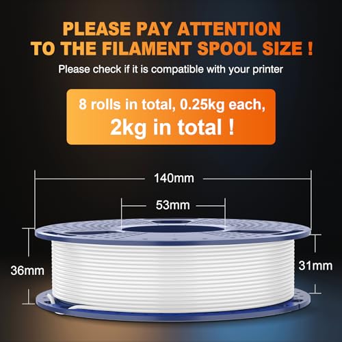 SUNLU 3D Printer Filament Bundle Multicolor PETG 1.75mm, 8 Pack, 2kg Total V41641
