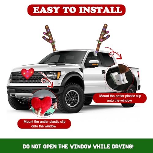 Rudolph Car Decoration Kit with LED Lights and Antlers for Christmas Z289806