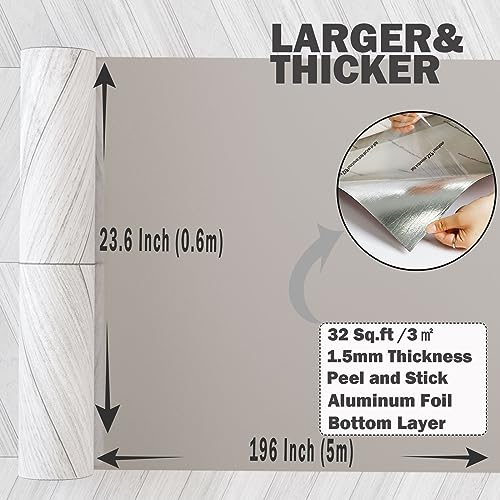 Oxdigi Peel and Stick Vinyl Flooring Roll 23"x393" Waterproof Wood Plank U1250