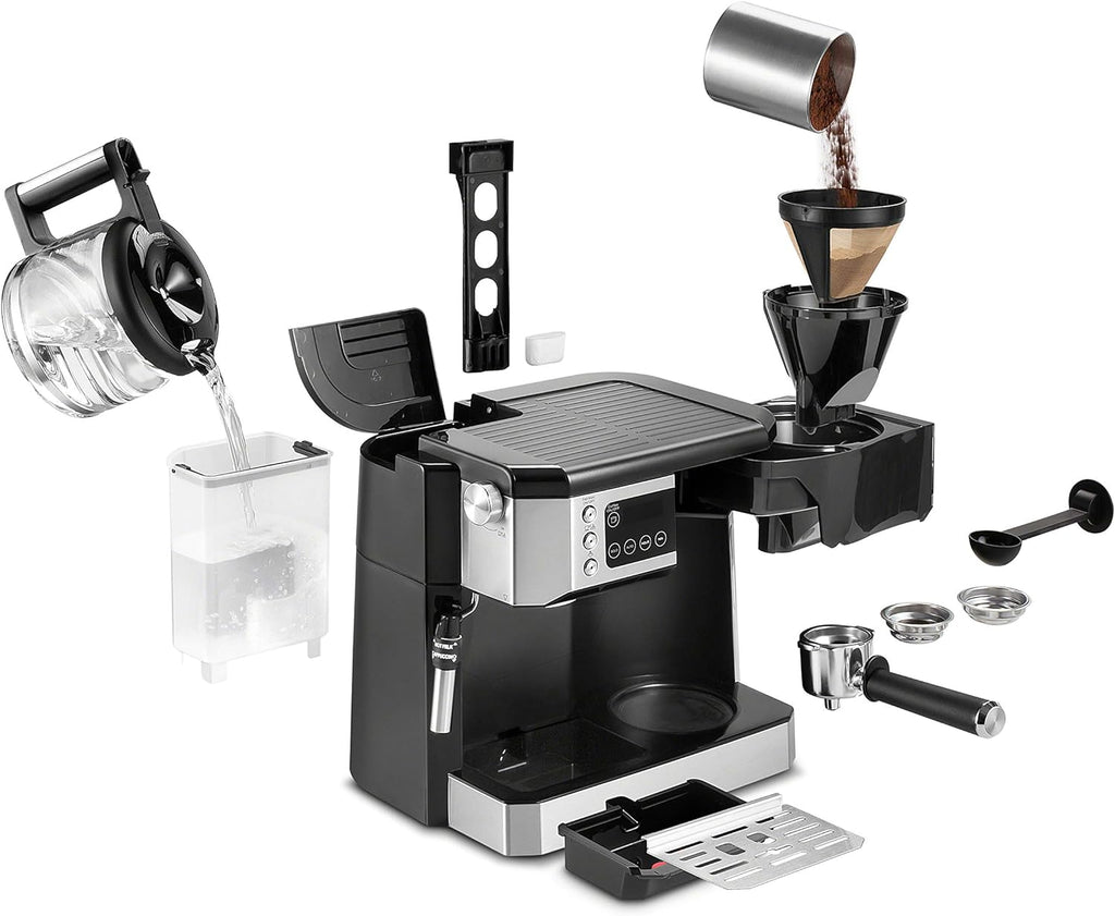 De'Longhi All-in-One Coffee Maker & Espresso Machine with Milk Frother, 10-Cup, COM532M (Renewed) C75675
