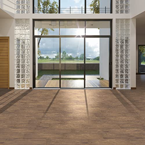 Achim Home Decor Nexus Planks Peel and Stick Vinyl Floor Tile, Hickory, 10-Pack E9163