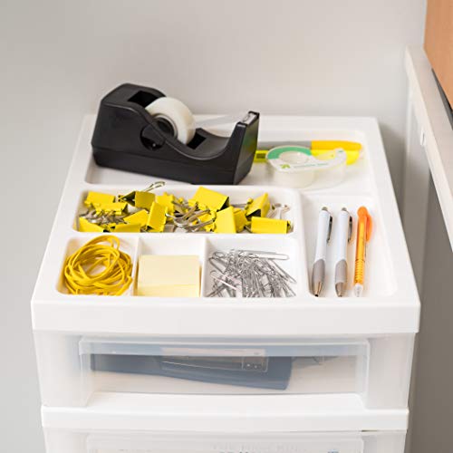 IRIS USA Plastic 10-Drawer Rolling Storage Cart with Wheels, White/Clear Y592371