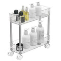 Under Sink Organizers and Storage，4 Tier Clear Movable Slim Rolling Storage Cart Bathroom Organizer Under Cabinet Storage, Slide Out Narrow Shelf Organization for Kitchen Bathroom Warehouse