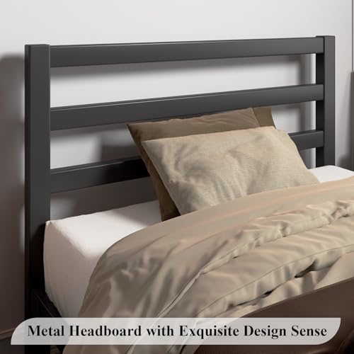 Full Size Heavy Duty Metal Platform Bed Frame with Under Bed Storage, Black R9813