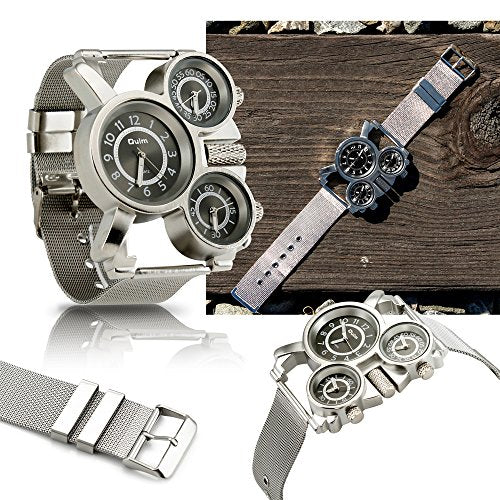 OCT17 Men's Military Quartz Analog Wrist Watch with Stainless-Steel Mesh Strap X67952
