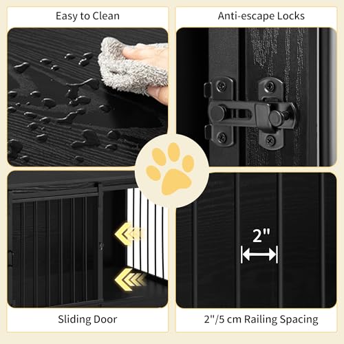 Dog Crate Furniture with Barn Door for Small Medium Dogs, Rustic Brown P911