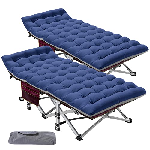 ABORON Folding Camping Cot with Mat for Adults, Heavy Duty Outdoor Bed with Carry Bag C211720