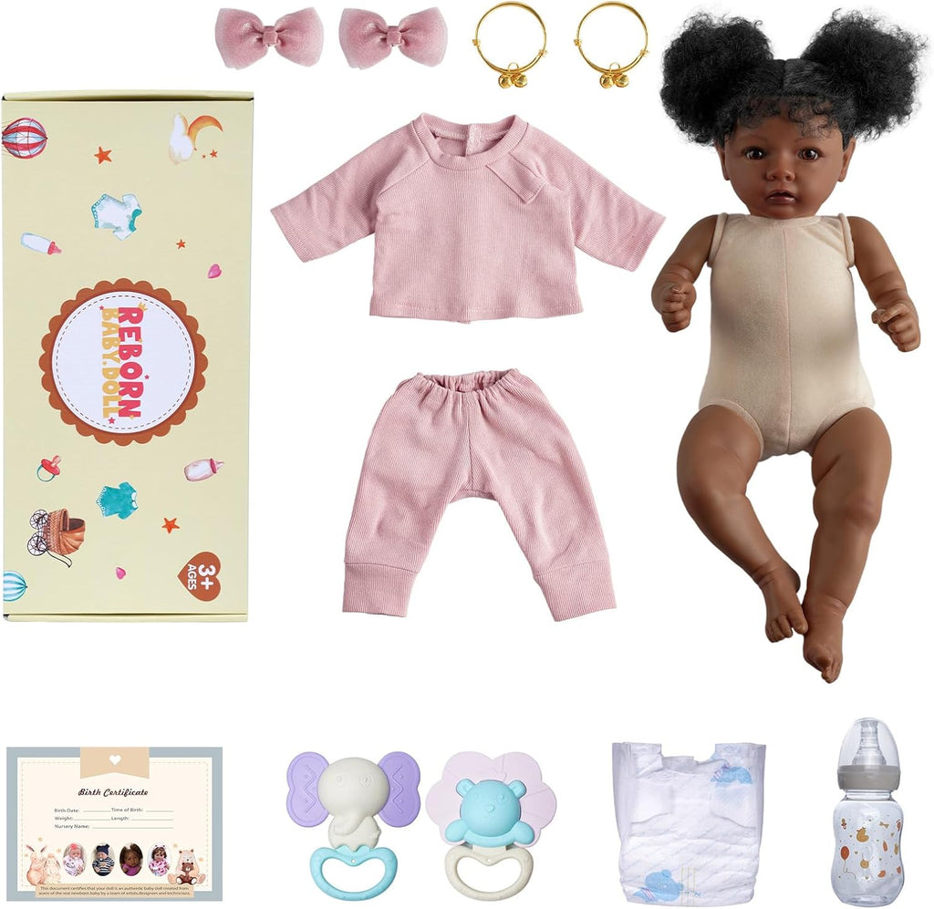 BABESIDE Lifelike Reborn Baby Doll Daisy Black Girl 20 Inch Soft Body with Clothes W621