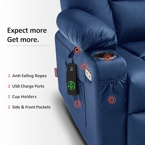 MCombo Small Power Lift Recliner Chair with Massage and Heat, Faux Leather, Dark Brown E441