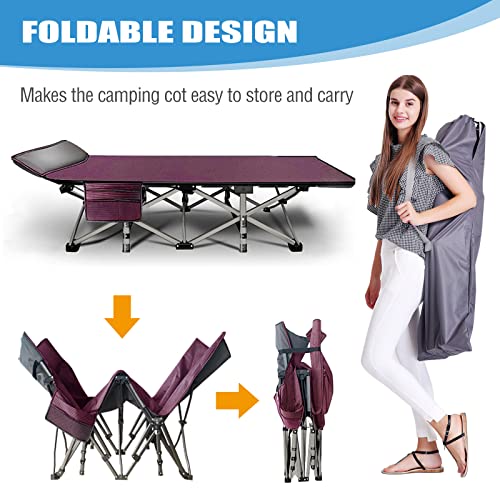 DoCred Folding Camping Cot with Mattress, 2 Pack, Heavy Duty for Adults, Portable with Carry Bag C814529