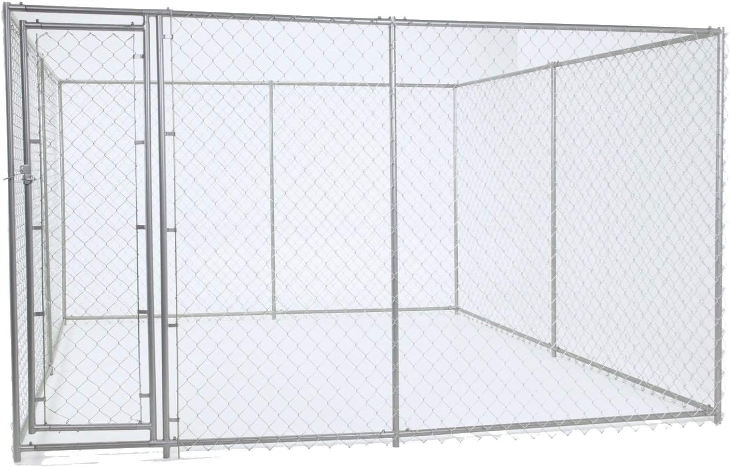 Lucky Dog 10 x 10 Foot Heavy Duty Outdoor Chain Link Dog Kennel with Door (2 Pack) X266
