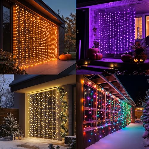 Dazzle Bright 300 LED Curtain Lights, Warm White, Plug in for Bedroom & Outdoor Decor X62406