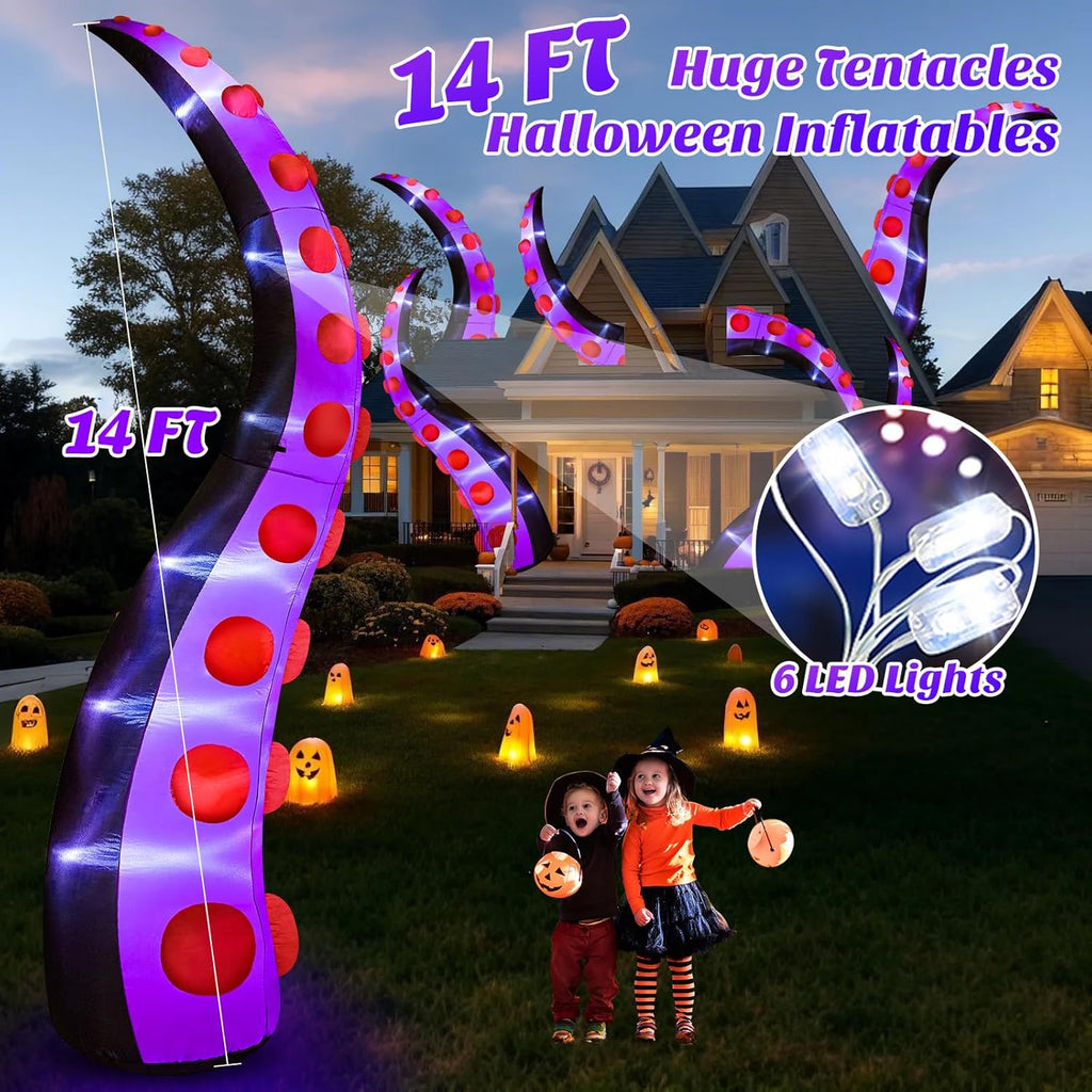 Danxilu 14 FT Halloween Inflatable Octopus with LED Lights Yard Decoration B900856