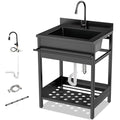 26 Inch Utility Sink, 304 Stainless Steel Free Standing with Pull-out Faucet B946