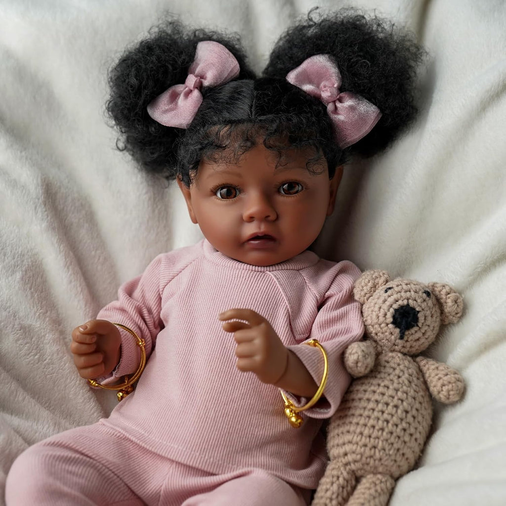 BABESIDE Lifelike Reborn Baby Doll Daisy Black Girl 20 Inch Soft Body with Clothes W621