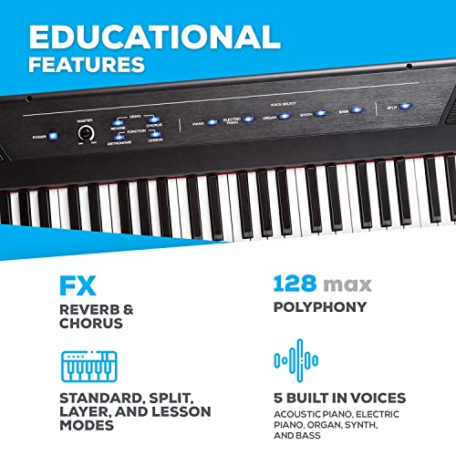 Alesis Recital 88 Key Digital Piano Keyboard with Semi Weighted Keys Q3138