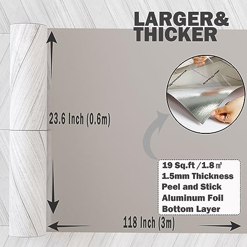 Oxdigi Peel and Stick Vinyl Flooring Roll 23"x393" Waterproof Wood Plank U1250