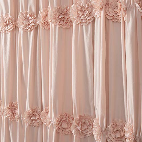 Lush Decor Darla Ruched Floral Shower Curtain, 72" x 72", Light Gray A3697