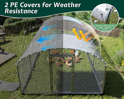 Jocisland Large Walk-in Chicken Coop with Dome Roof and Wire Mesh M784