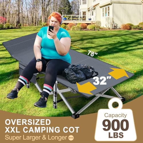DoCred Folding Camping Cot with Mattress, 2 Pack, Heavy Duty for Adults, Portable with Carry Bag C814529