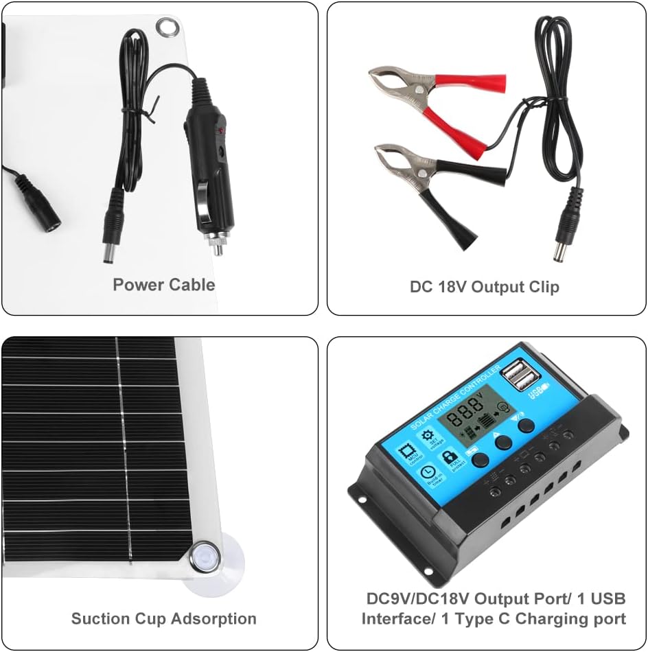 200 Watt Solar Panel Kit 12V with 100A Charge Controller for RV Boat Home E472