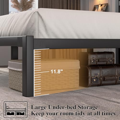 Full Size Heavy Duty Metal Platform Bed Frame with Under Bed Storage, Black R9813